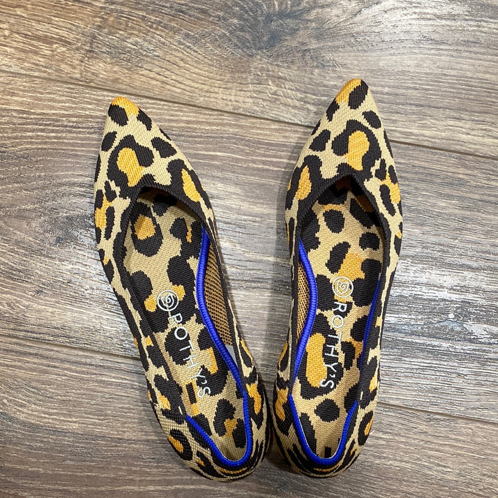 Rothys leopard print point flats.